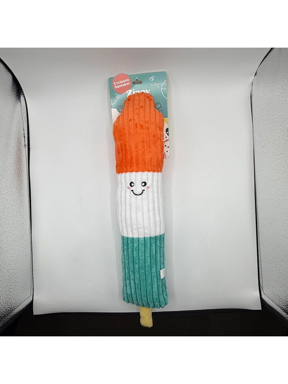ZippyPaws Jigglerz Rocket Pop Popsicle Plush Dog Toy Squeaker Corduroy ZP1114